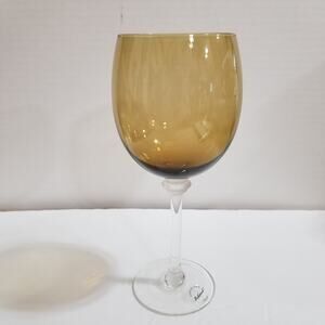 Handblown Artland Amber Colored Wine Glass Long Stem